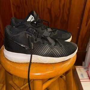 Nike Kyrie Irving  Black and White Team Sneakers with Knit Upper